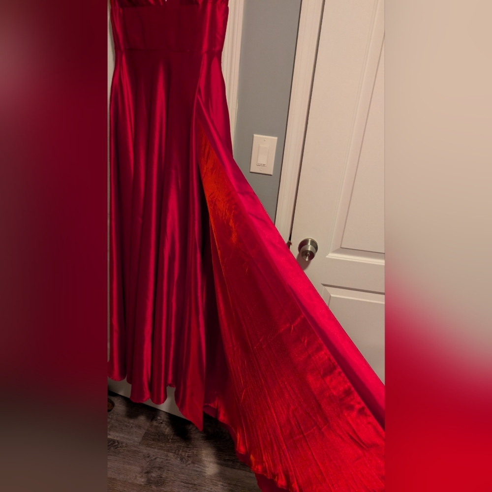 Elegant Red Satin Gown